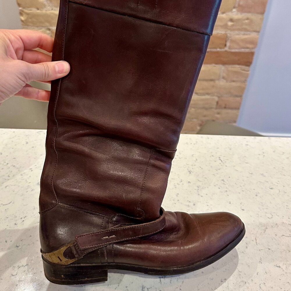 Golden Goose “Charlye” Distressed Brown Leather Riding Boots - Women’s Size 38